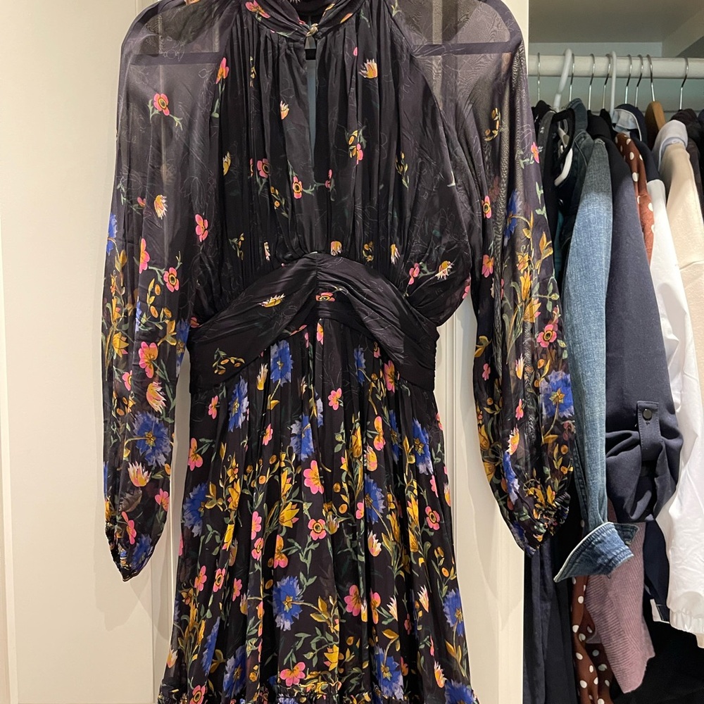 Black Floral Long Sleeve Maxi Dress